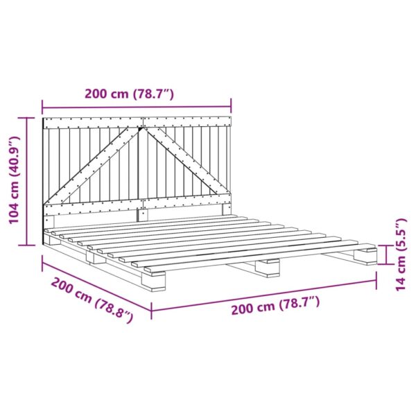 Okvir za krevet s uzglavljem sivi 200 x 200 cm masivna borovina - Slika 11