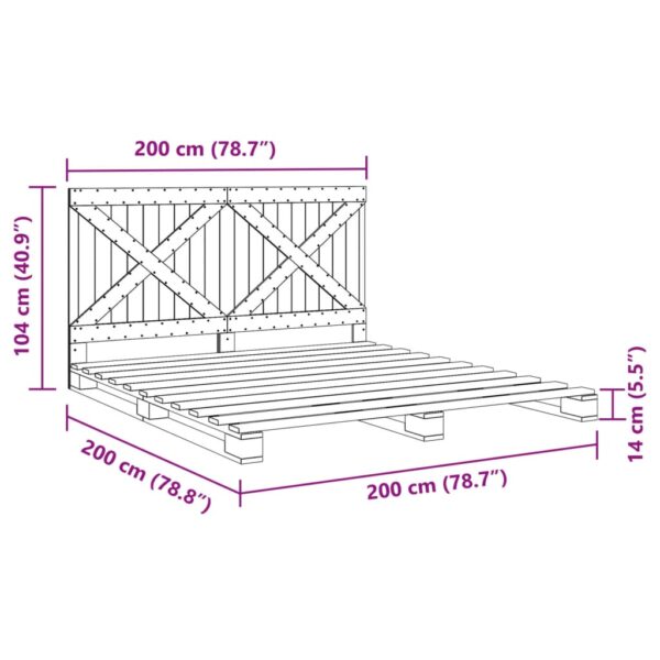 Okvir kreveta s uzglavljem 200 x 200 cm od masivne borovine - Slika 11
