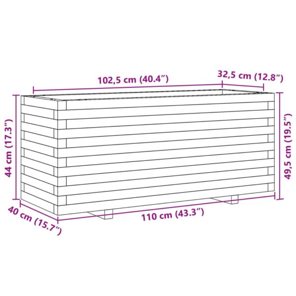 Vrtna sadilica voštano smeđe boje 110x40x49,5 cm od borovine - Slika 10