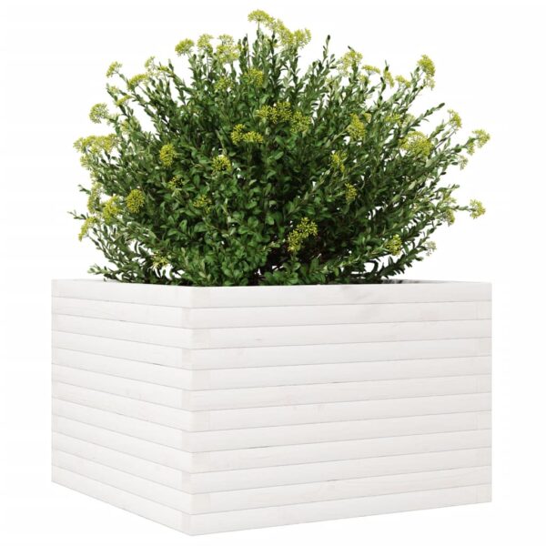 Vrtna sadilica bijela 70x70x46 cm od masivne borovine - Slika 4
