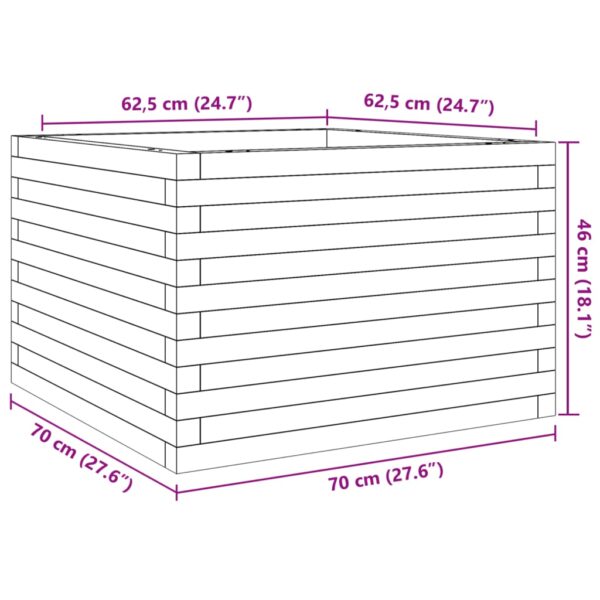 Vrtna sadilica bijela 70x70x46 cm od masivne borovine - Slika 10