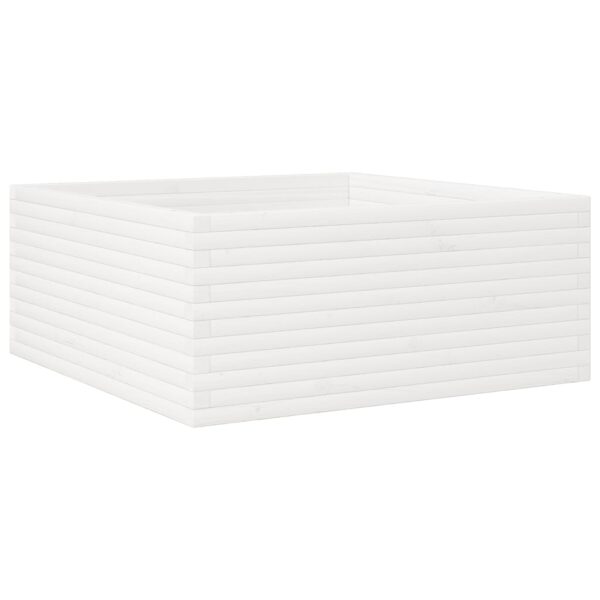 Vrtna sadilica bijela 110x110x46 cm od masivne borovine - Slika 2