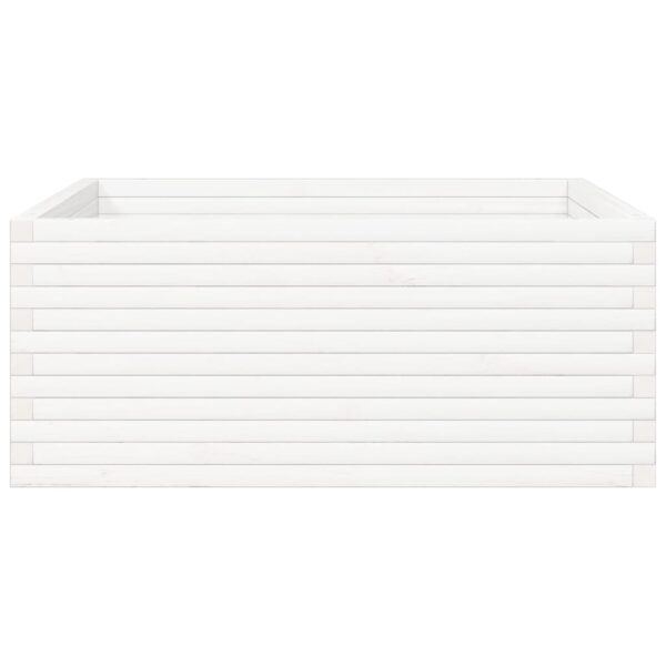 Vrtna sadilica bijela 110x110x46 cm od masivne borovine - Slika 5