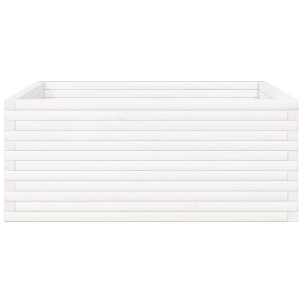 Vrtna sadilica bijela 110x110x46 cm od masivne borovine - Slika 6