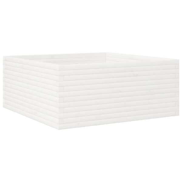 Vrtna sadilica bijela 110x110x46 cm od masivne borovine - Slika 7