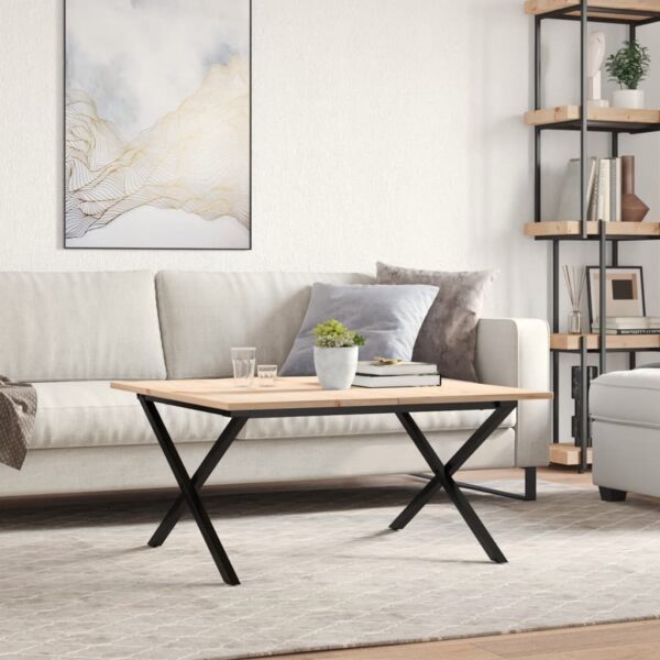Stolić za kavu X-oblika 90x90x45 cm borovina i lijevano željezo - Slika 3