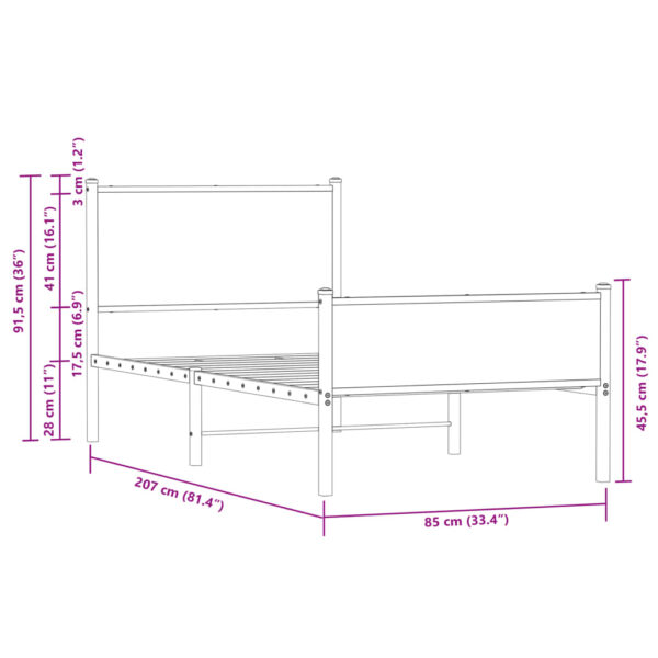 Metalni okvir kreveta s uzglavljem i podnožjem 80 x 200 cm - Slika 10