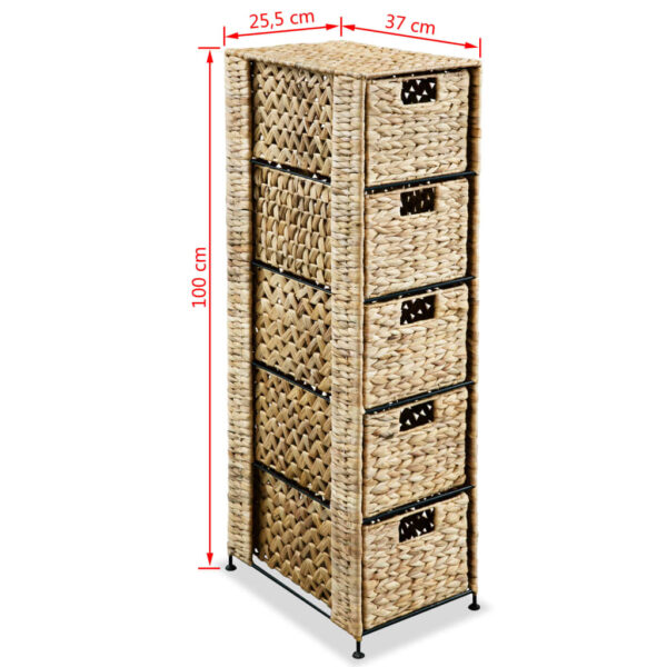 Ormarić za pohranu s 5 košara od vodenog zumbula 25,5 x 37 x 100 cm - Slika 7