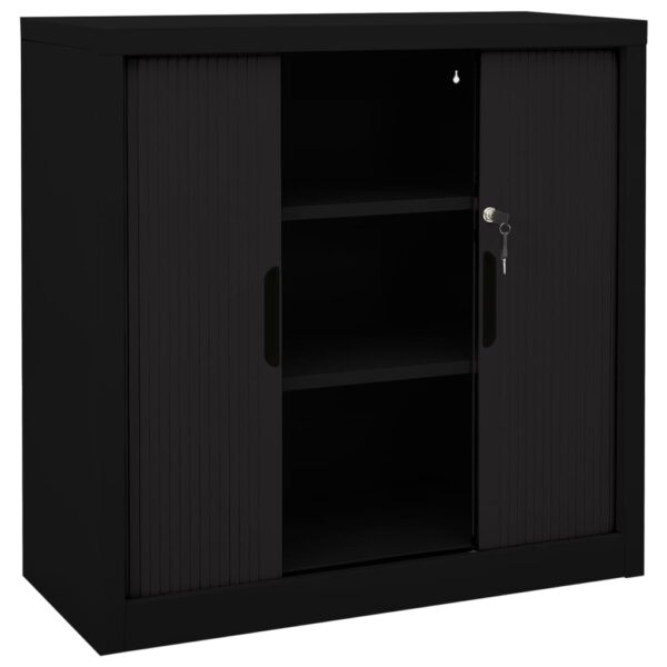 Ormarić s kliznim vratima crni 90 x 40 x 90 cm čelični - Slika 5
