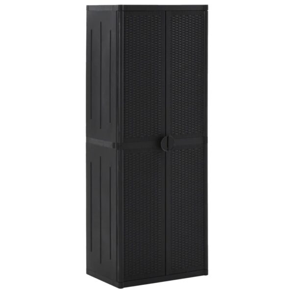 Vrtni ormarić za pohranu crni 65 x 45 x 172 cm PP ratan