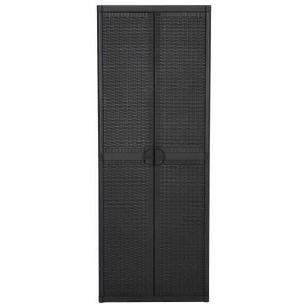 Vrtni ormarić za pohranu crni 65 x 45 x 172 cm PP ratan - Slika 2