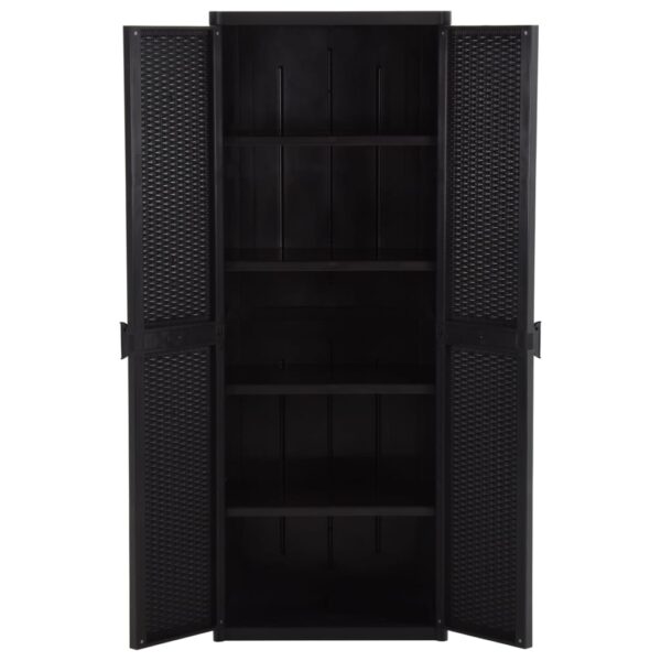 Vrtni ormarić za pohranu crni 65 x 45 x 172 cm PP ratan - Slika 4