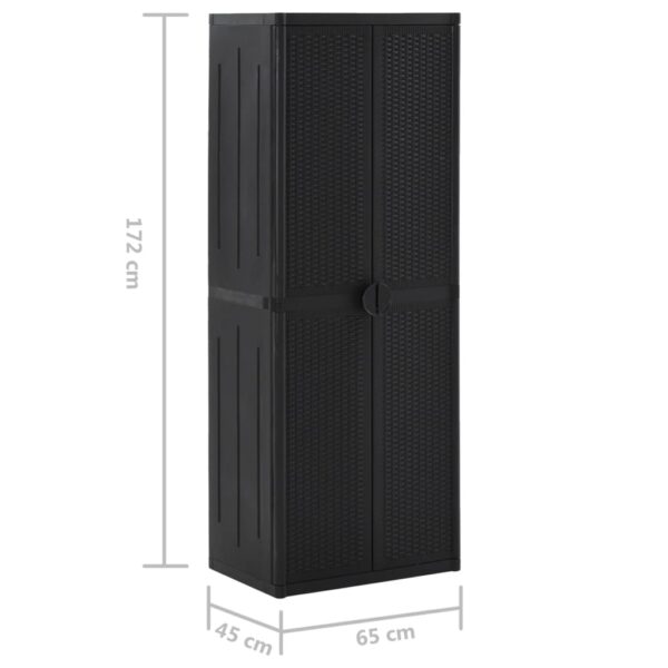 Vrtni ormarić za pohranu crni 65 x 45 x 172 cm PP ratan - Slika 7