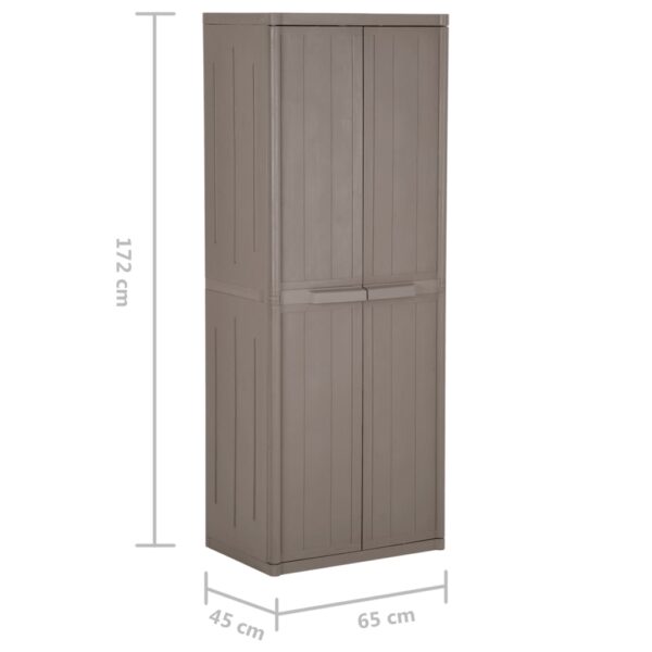 Vrtni ormarić za pohranu smeđi 65x45x172 cm PP s izgledom drva - Slika 9
