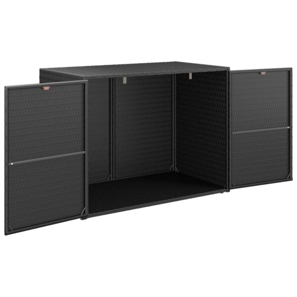 Vrtni ormarić za pohranu crni 100 x 55,5 x 80 cm od poliratana - Slika 3