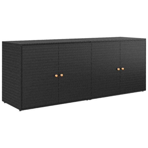 Vrtni ormarić za pohranu crni 198 x 55,5 x 80 cm od poliratana - Slika 2