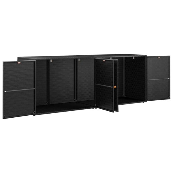 Vrtni ormarić za pohranu crni 198 x 55,5 x 80 cm od poliratana - Slika 3