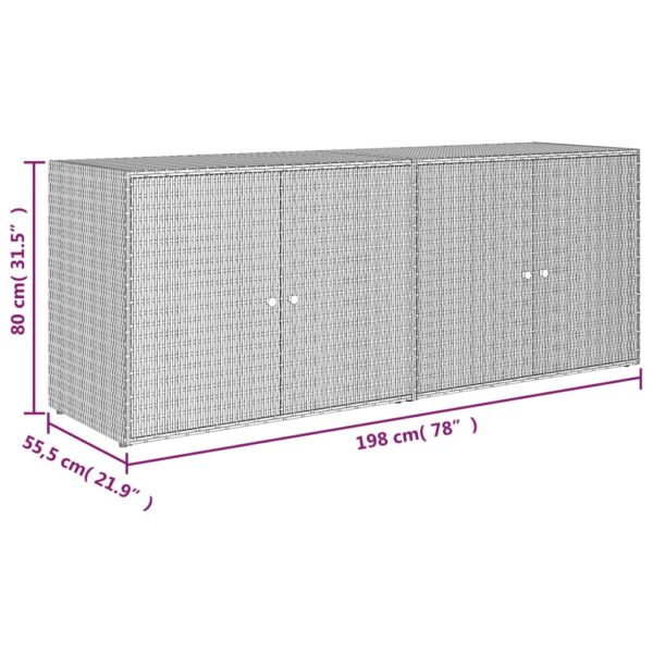 Vrtni ormarić za pohranu crni 198 x 55,5 x 80 cm od poliratana - Slika 8
