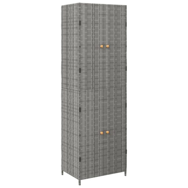Vrtni ormarić za pohranu sivi 59 x 40 x 180 cm od poliratana - Slika 2