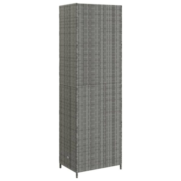 Vrtni ormarić za pohranu sivi 59 x 40 x 180 cm od poliratana - Slika 6