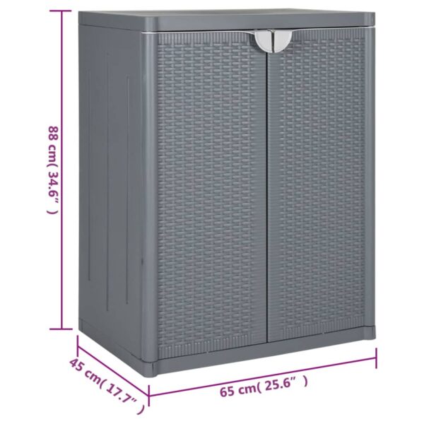 Vrtni ormarić za pohranu sivi 65 x 45 x 88 cm PP ratan - Slika 9