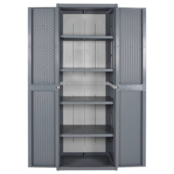Vrtni ormarić za pohranu sivi 65 x 45 x 172 cm PP ratan - Slika 4