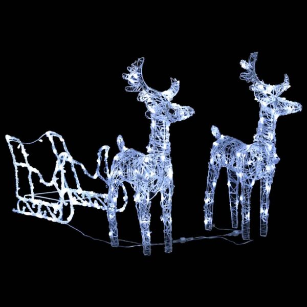 Ukrasni božićni sobovi i sanjke 160 LED žarulja 130 cm akrilni - Slika 3
