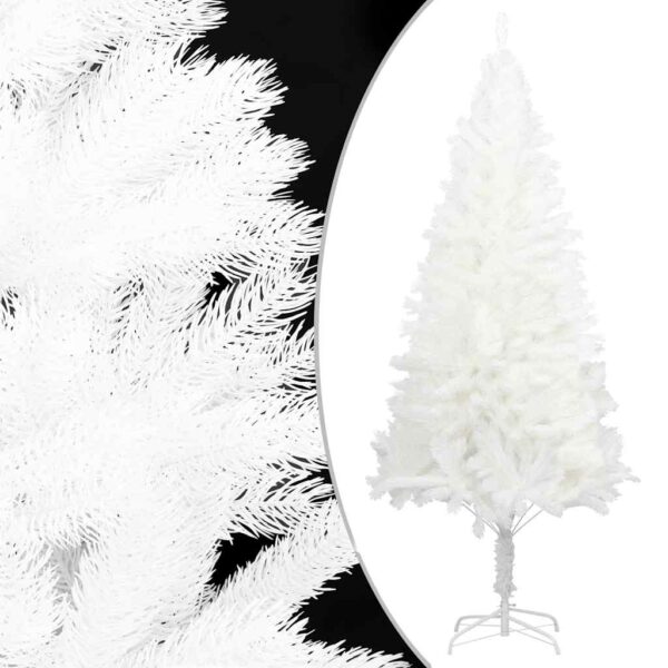 Umjetno osvijetljeno božićno drvce s kuglicama bijelo 120 cm - Slika 2