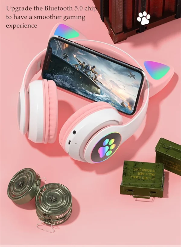 🎧  KittyLight  Svjetleće Mačkaste RGB Bluetooth Slušalice - Slika 7