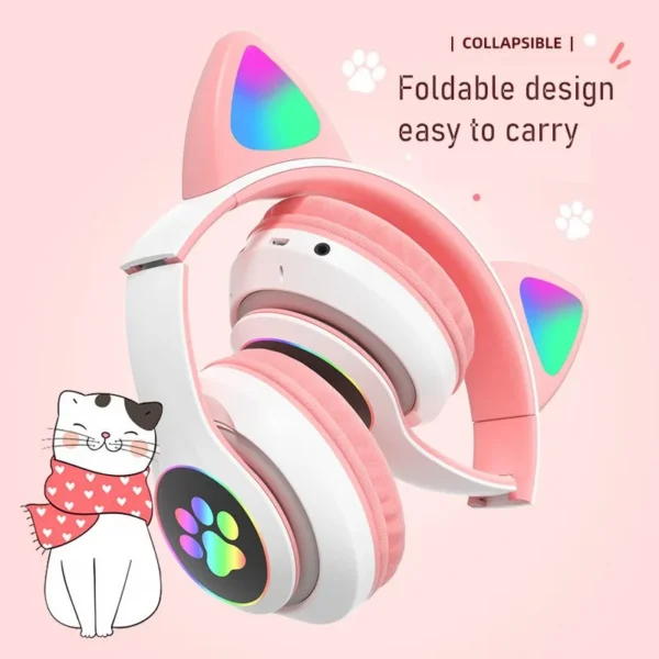 🎧  KittyLight  Svjetleće Mačkaste RGB Bluetooth Slušalice - Slika 5